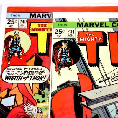 The Mighty THOR #231 #240 Bronze Age Marvel Coimcs 1975 Lot #828-18