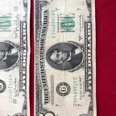 1950 $5 Dollar Bills Series G & J 