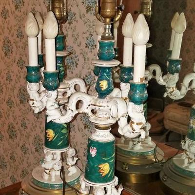 2 Antique Ornate Lamp Set