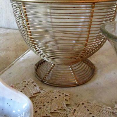 Glass with Metal Basket and Linens See all photos 