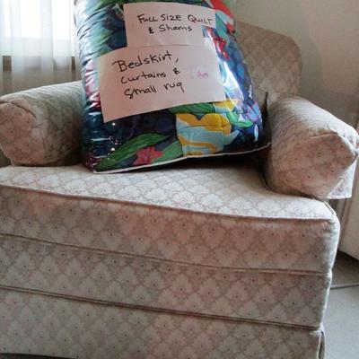 White Chair with Comforter