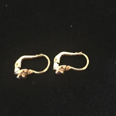 Lot 40 - Two Pairs of Gold Earrings with Precious Stones