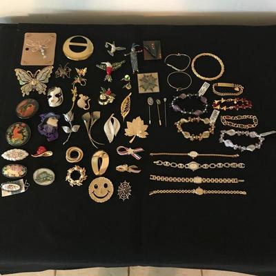 Lot 28 - Collection of Eclectic Pins, Watches and Bracelets
