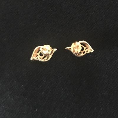 Lot 40 - Two Pairs of Gold Earrings with Precious Stones