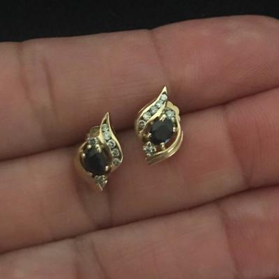 Lot 40 - Two Pairs of Gold Earrings with Precious Stones