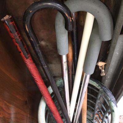 Vintage Dresser Canes and Lamp