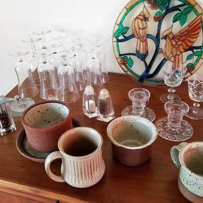 Glassware, Pottery and Bird Window Décor