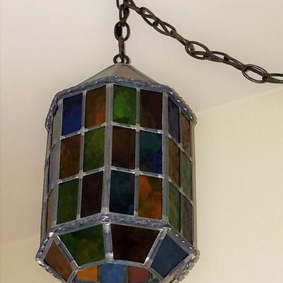 Vintage Mid-Century Hanging Stained Glass Style