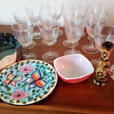 Pottery and Glassware with Owl