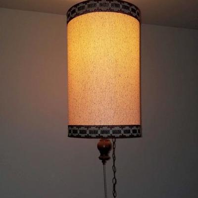 Mid Century Hanging Lamp with Art