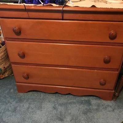 Rock Maple chest, mirror and various items