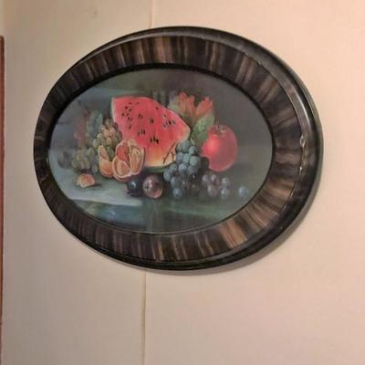 Framed Painted Artworks and table