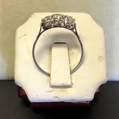 Platinum Deco, Three Diamond Filigree Ladies Ring (Size 10.5)