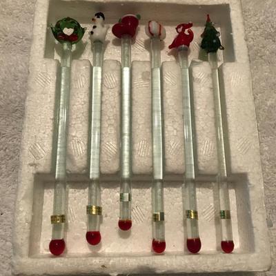 Holiday Glass Swizzle Sticks [1172]