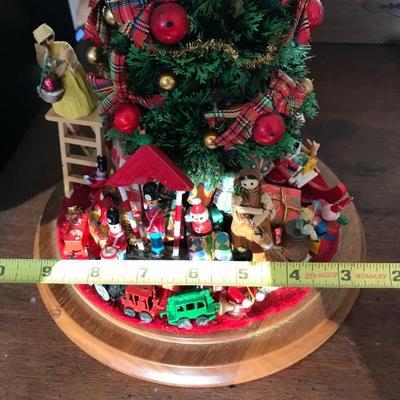 Miniature Christmas Tree on Walnut Base w/ Decorations [1142]