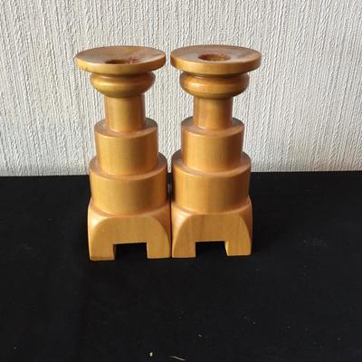 Lot 5 - Wooden Candle Holders