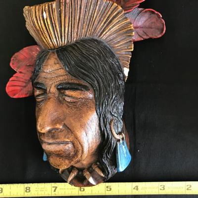 Vintage Indian Head Bust Chalkware [1214]
