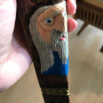 Hand-carved Wood Walking Stick [1216}
