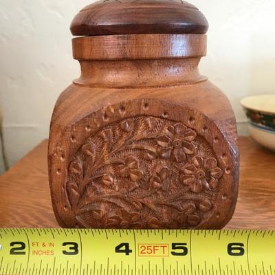 Carved Wood India Jar [1234]