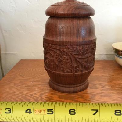 Carved Wood Jar India [1233]