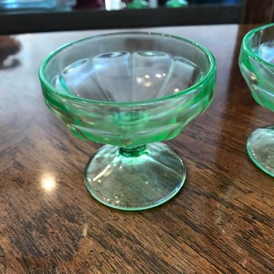 Set of 2 Green Vaseline Dessert Cups [1202]