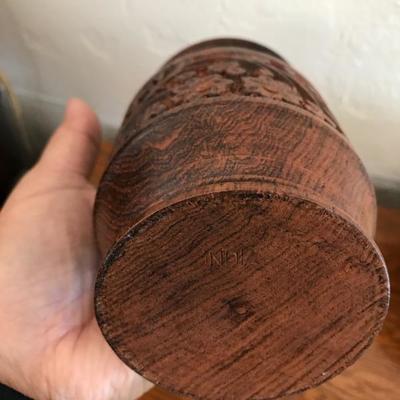 Carved Wood Jar India [1233]
