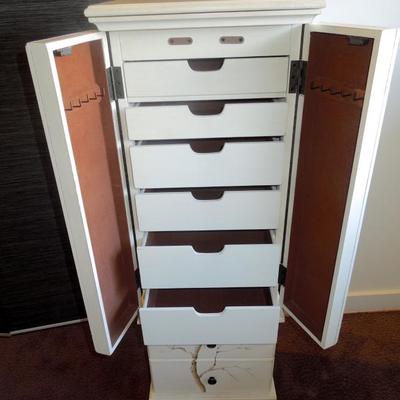 Lot 62: Tall Seven Drawer Painted Jewelry Armoire