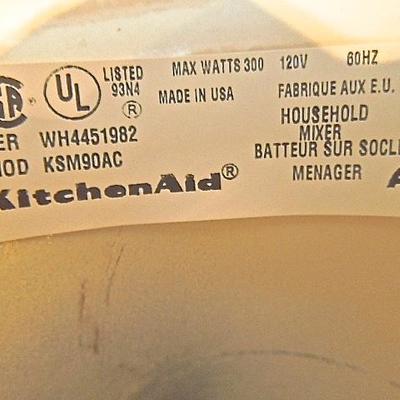 Lot 9: Kitchen Aid Mixer Model KSM90AC 