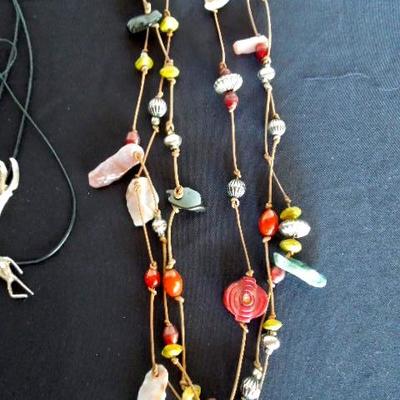 Lot 18: Polished Stones and Glass Necklaces