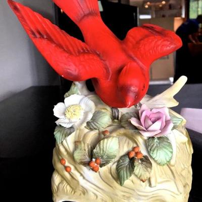 Lot 139: Antique Porcelain Chirping Cardinal