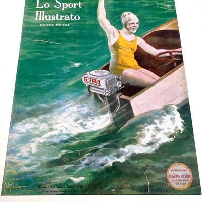 Lot 133: Two Vintage Framed Italian Magazine Cover Illustrations