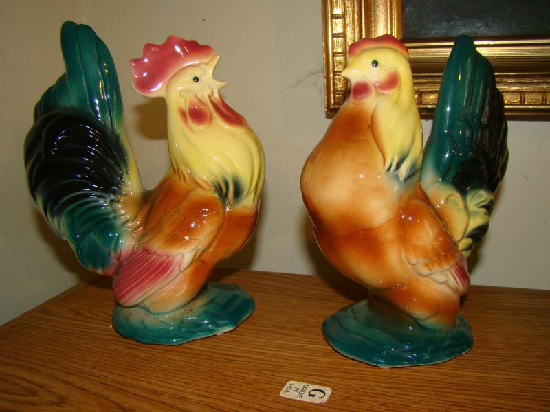 chicken and rooster figurines