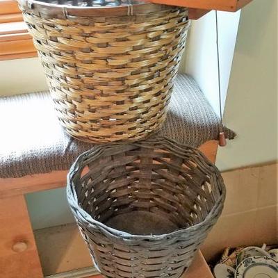 Wine Rack with Wicker Planters #23