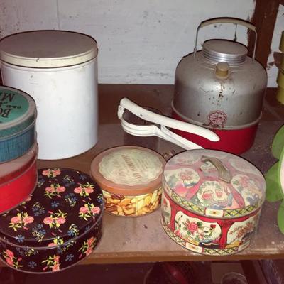 Assortment of Tins and Thermos #338