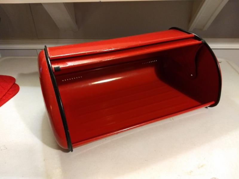 Vintage Red Enamel Bread Box 17"