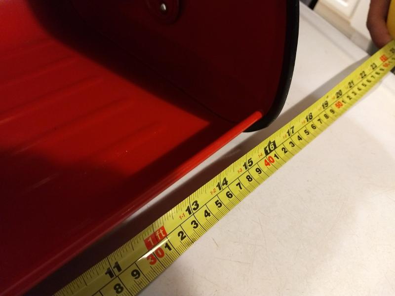 Vintage Red Enamel Bread Box 17"