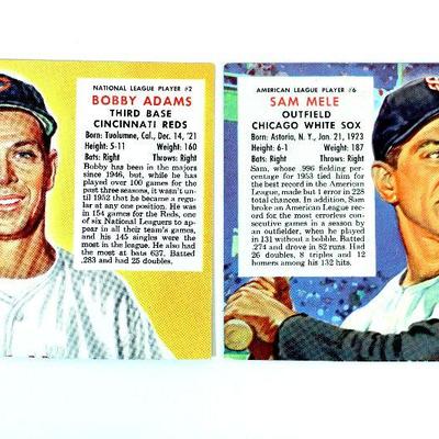 1953/54 Red Man Tobacco Baseball Cards Bobby Adams #2 Sam Mele #6