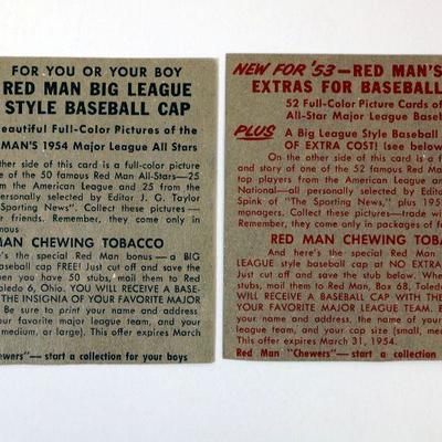 1953/54 Red Man Tobacco Baseball Cards Orestes Minoso #7 Enos Slaughter #13