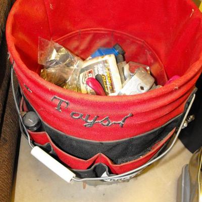 LOT 64  Tools, Tool Bucket and 2 Extension Cords