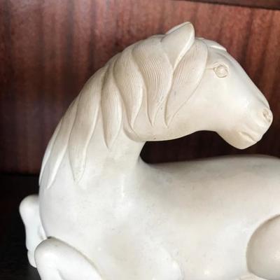 Heavy White Marble (?) Horse w/ Stand [2020]