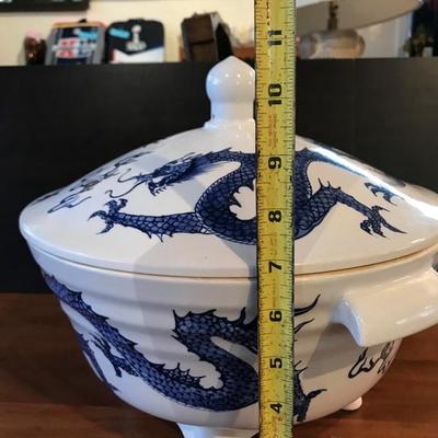 Large Ceramic Soup Tureen w/ Dragon Design [2035]