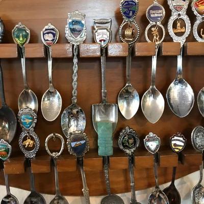 Lot of 22 Collector Spoons with Display Rack [2015]