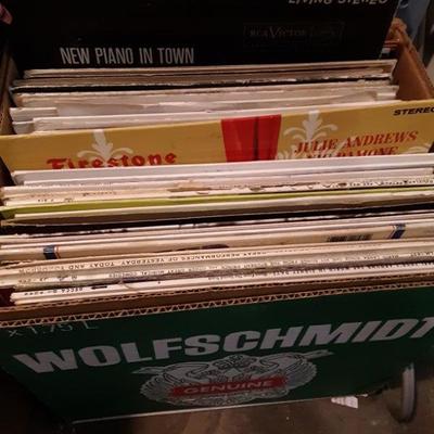 Box of 50 vinyl record albums