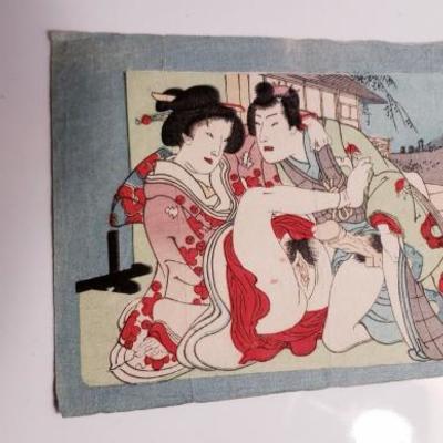 Antique Original Engawa 2 Japanese Shunga Erotic Print