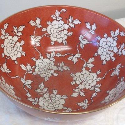 Chinese Dish Bowl Floral Orange Color 6 x 10