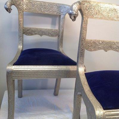 2 Louis XX Silver Gilt Chair 34 x 22