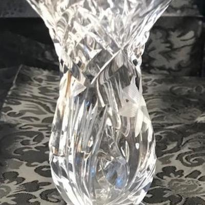 BAVARIAN German Floral Crystal Vase