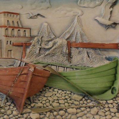 Capodimonte Two Fishing Boats on shore 3D Mirror Style