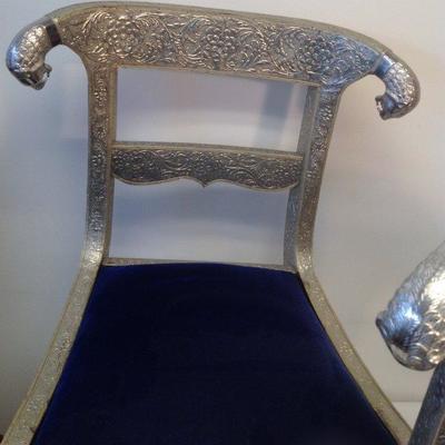 2 Louis XX Silver Gilt Chair 34 x 22