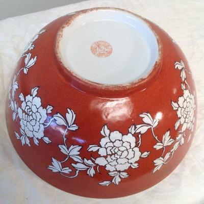 Chinese Dish Bowl Floral Orange Color 6 x 10